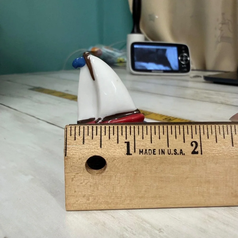 Vintage Midwest of Cannon Falls Trinket Box Blue Sailboat Nautical Porcelain
